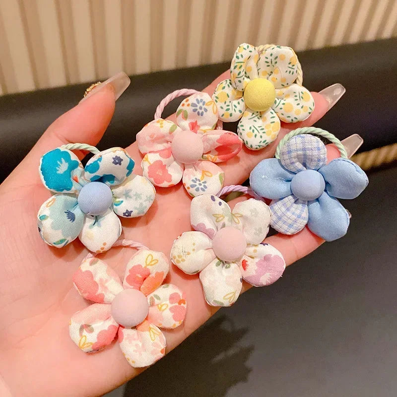 10Pcs/Set New Baby Girl Cute Colors Flower Hair Bands Ponytail Holder Chilren Soft Scrunchies Rubber Kid Hair Accessories