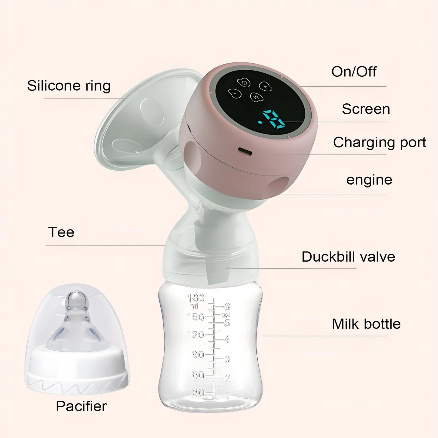 Tire-lait électrique 2 en 1 pour bébé, tire-lait portable, tire-lait, biberon, fournitures post-partum