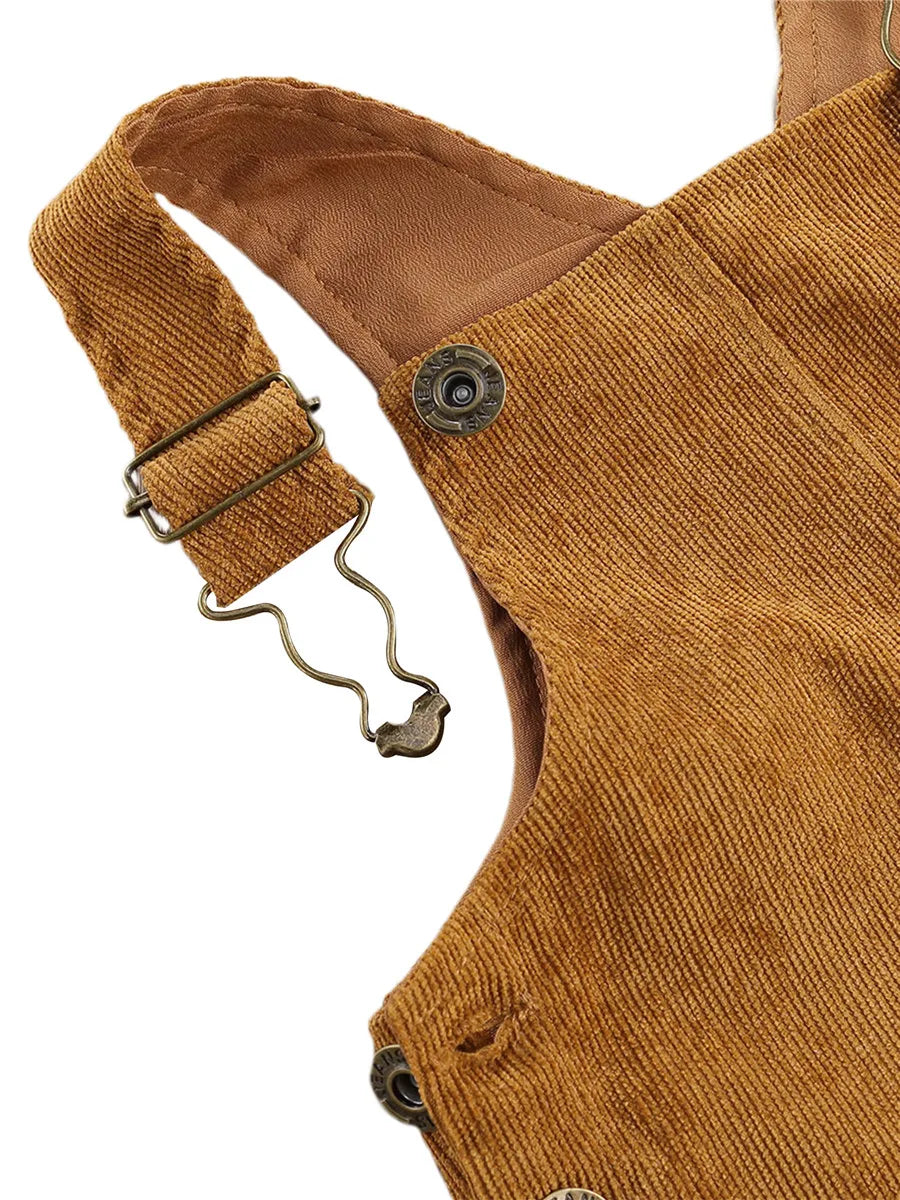 Combinaison pantalon à bretelles unisexe pour bébé de 0 à 24 mois avec boutons, couleur unie, pour tout-petits garçons et filles