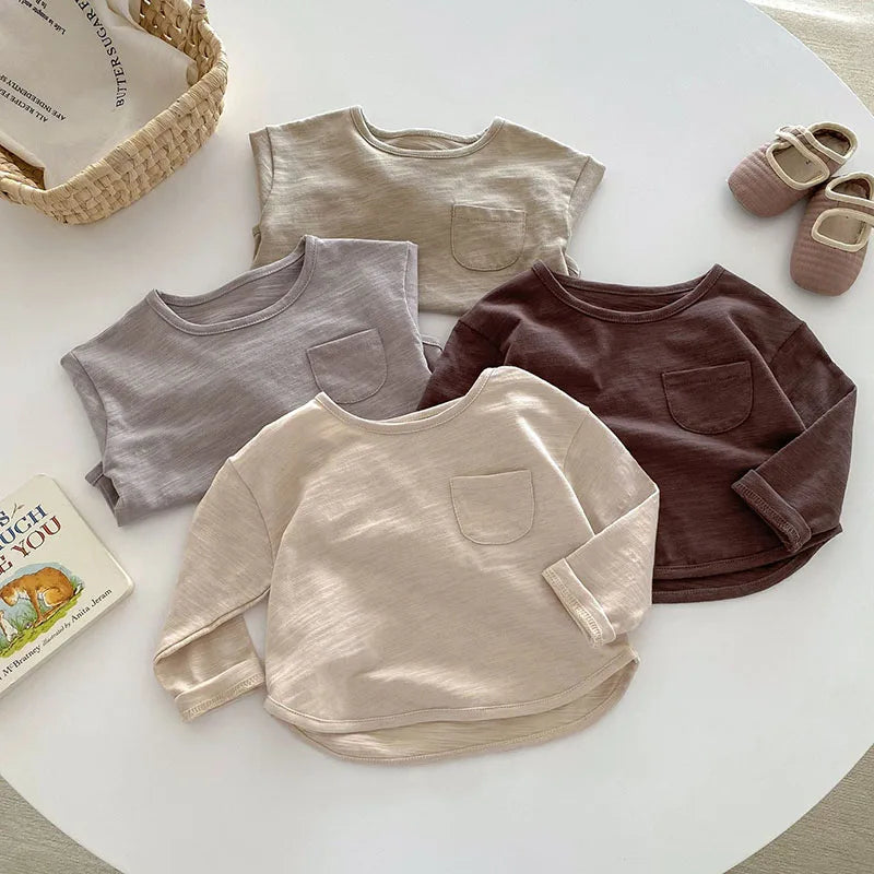 MILANCEL – Chemisier d'automne pour enfants, joli maillot de corps uni pour filles et garçons
