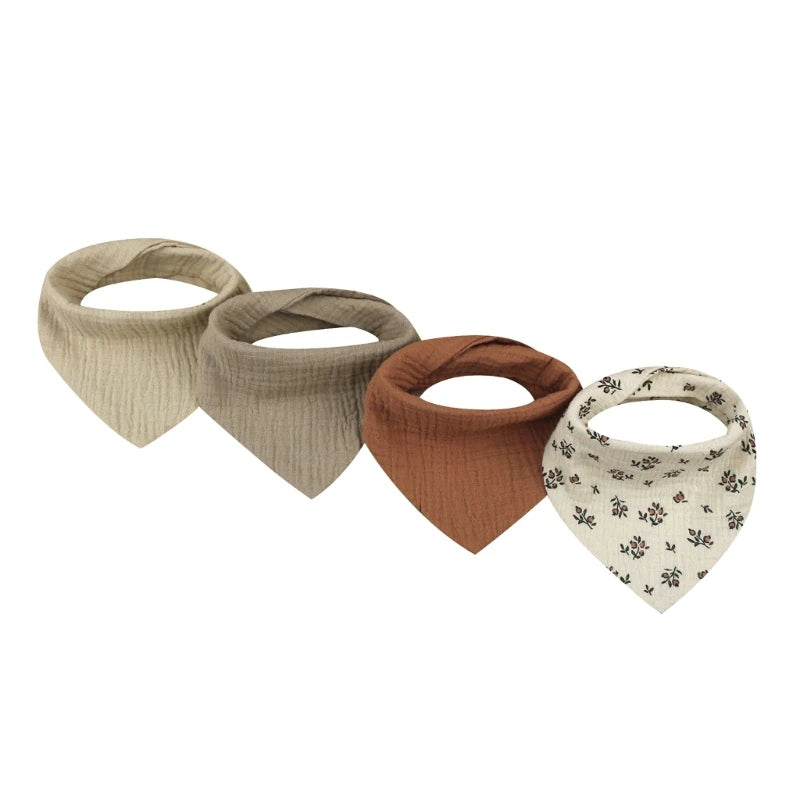 4Pcs/pack Infant Drooling Bib Print Burp Cloths for Baby Cotton Saliva Towel G99C