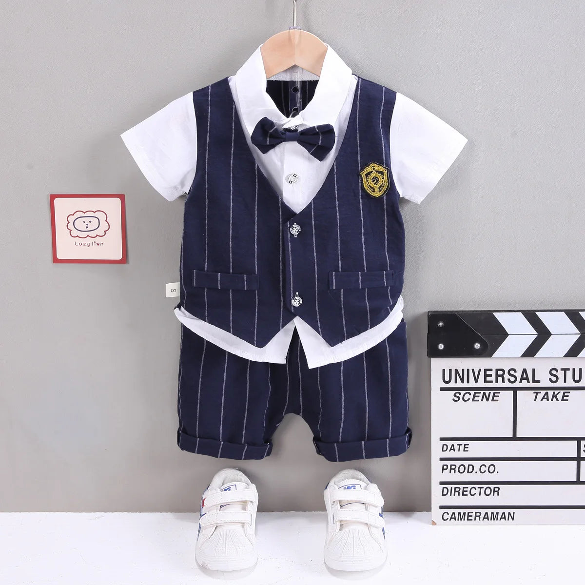 Ensembles de vêtements pour bébés IENENS pour garçons, robe formelle, chemise d'été + short, tenues à manches courtes pour enfants, vêtements de fête d'anniversaire pour tout-petits