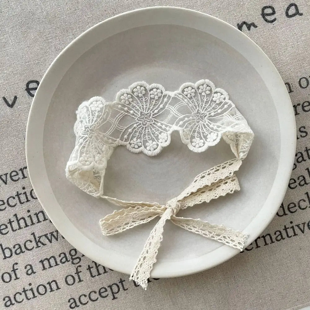 White Lace Headband Baby Headwear Soft Newborn Hair Band Flower Sweet Hairband Outdoor Party