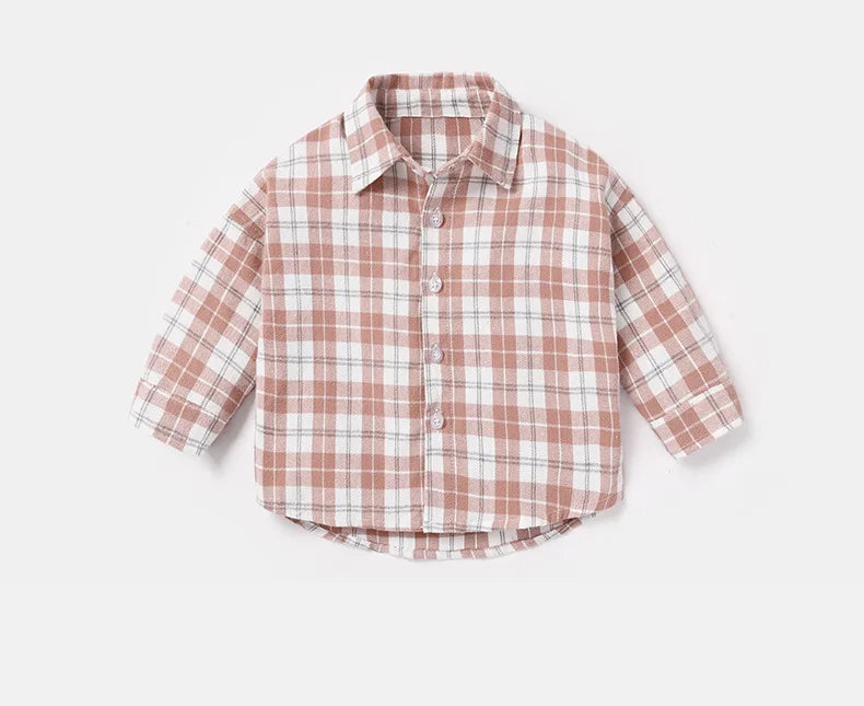 T-shirts printemps-automne pour bébés garçons, en coton à carreaux, manches longues, col rabattu, vêtements d'extérieur pour nouveau-nés