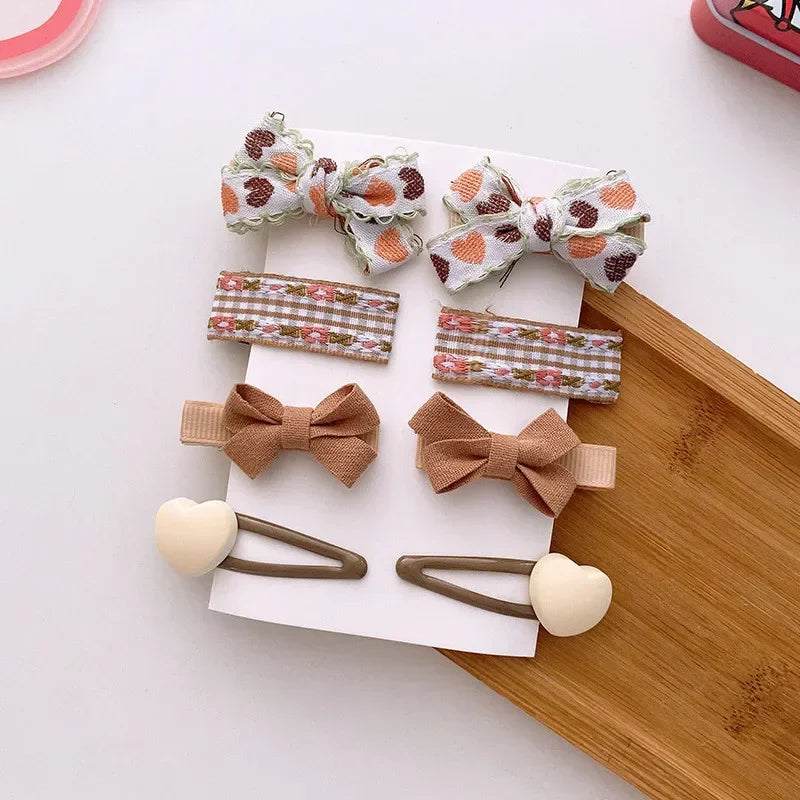 8Pcs/Set Bows Floral Baby Hair Clips Hair Accessories Girls Kids Star Flower Hairpin Headdress Toddler Headwear Birthday Gifts