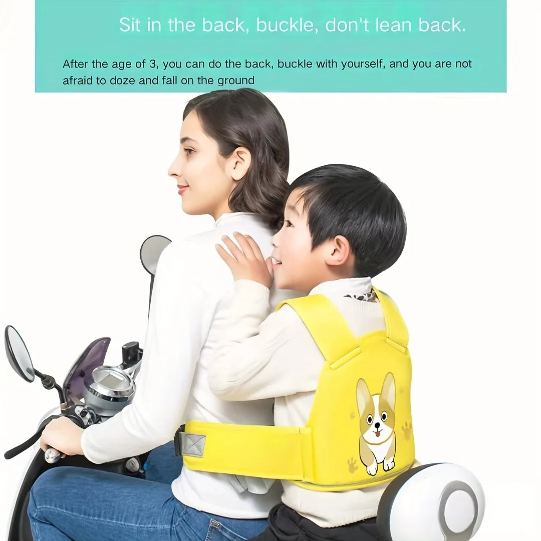Child Cartoon Motorcycle Safety Harness Electric Bike Safety Belt Safety Strap Seats Belt Electric Vehicle Safety Gift