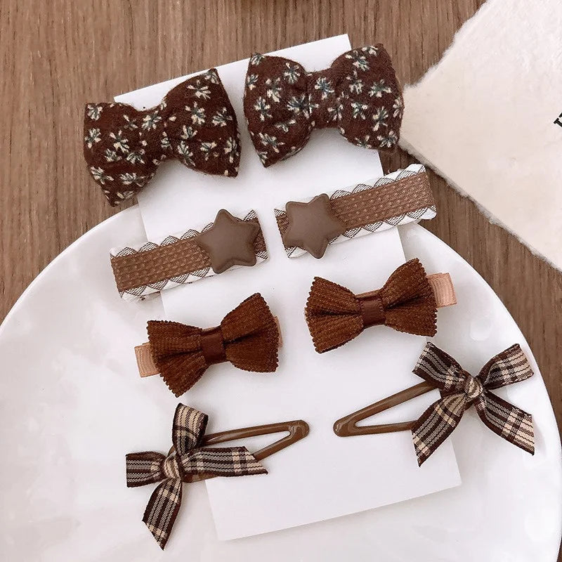 8Pcs/Set Bows Floral Baby Hair Clips Hair Accessories Girls Kids Star Flower Hairpin Headdress Toddler Headwear Birthday Gifts