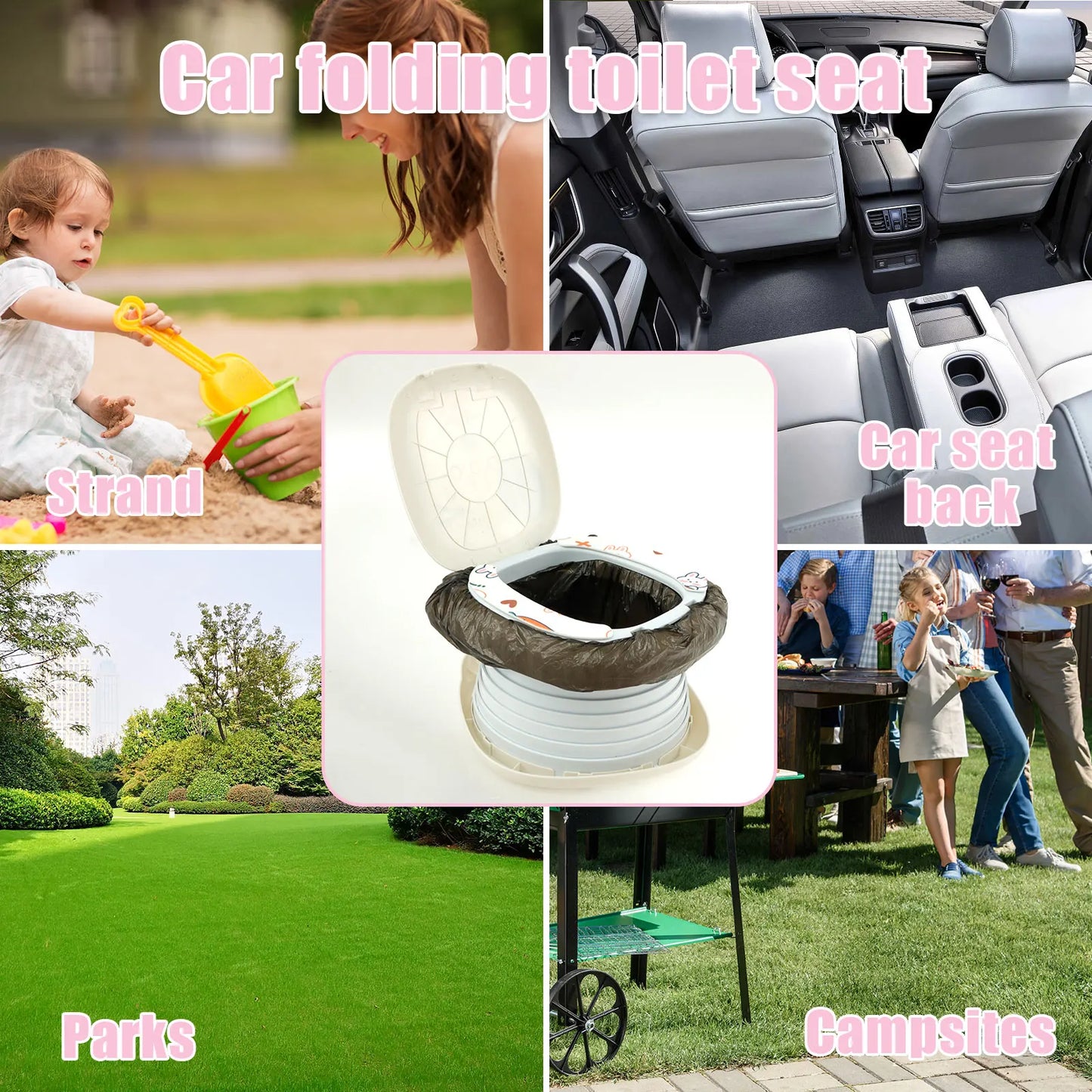 Travel Potty for Kids Toddler ABS Plastic Portable Potty with Stable Anti-slip Bottom Sturdy Curve Design Foldable Potty with