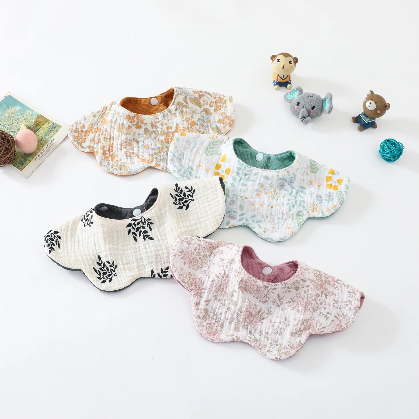 New 6 Layers Cotton Two-sided Usable Baby Feeding Drool Bib Cute Infants Saliva Towel Burp Cloth For Newborn Toddler Kids Bibs