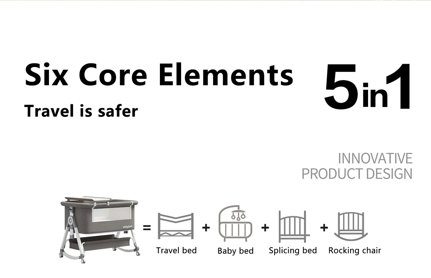 5-in-1 baby crib, adjustable height from 40-53, rocking bed, mosquito net and storage basket, free delivery