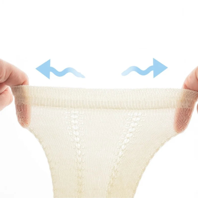 Lot de 5 paires de chaussettes longues ajourées pour bébé, en maille respirante, en coton, princesse, sans os, montantes, fines, pour nouveau-né, de 0 à 2 ans