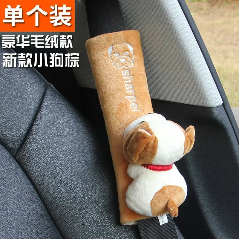 Cartoon Car Seat Belt Cover Universal Auto Seat Belt Shoulder Pad Cushion Protector Safety Protection Warm Flannel Interior Seat