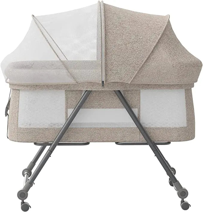 UBRAVOO Baby Grab-and-go Travel Cot with Mattress & Silent Wheels, Rocking Crib Convertible, XYT-001