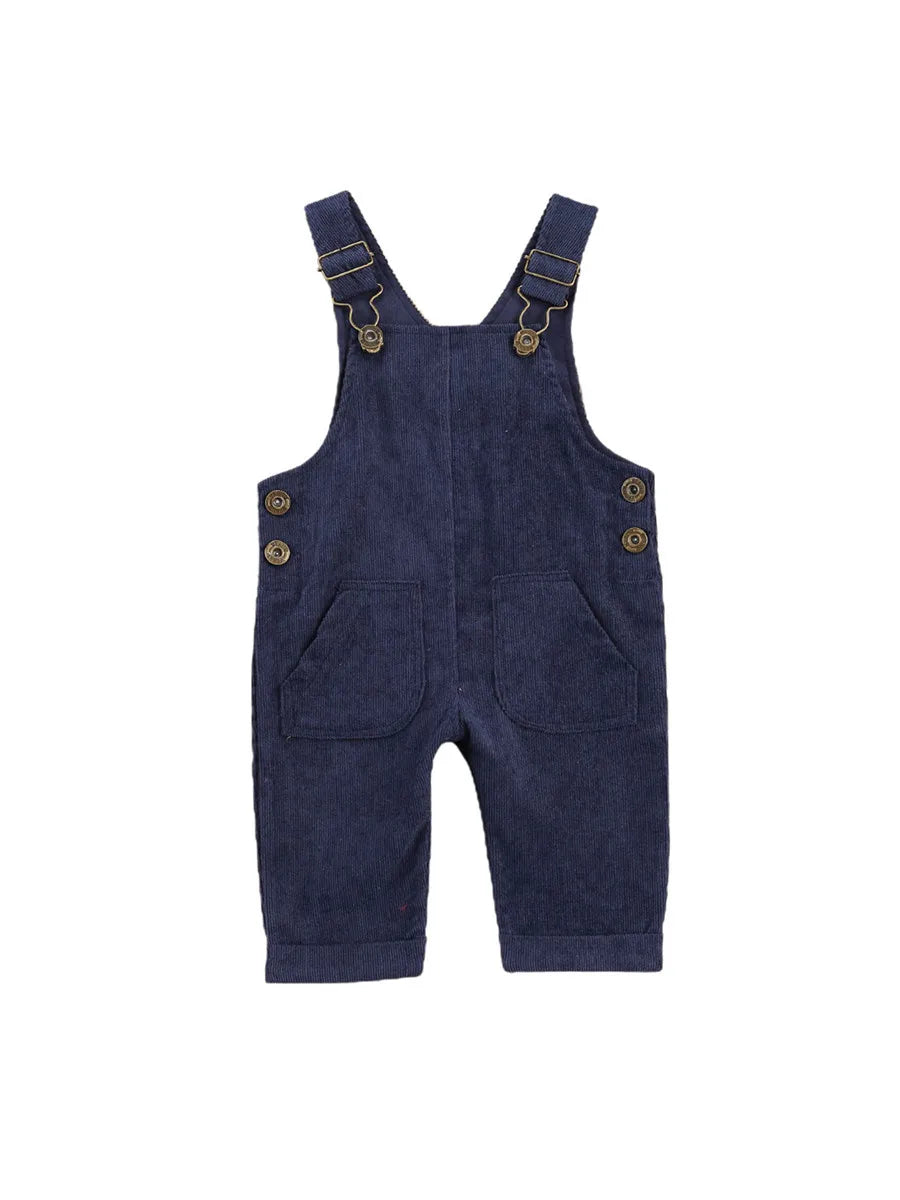 Combinaison pantalon à bretelles unisexe pour bébé de 0 à 24 mois avec boutons, couleur unie, pour tout-petits garçons et filles