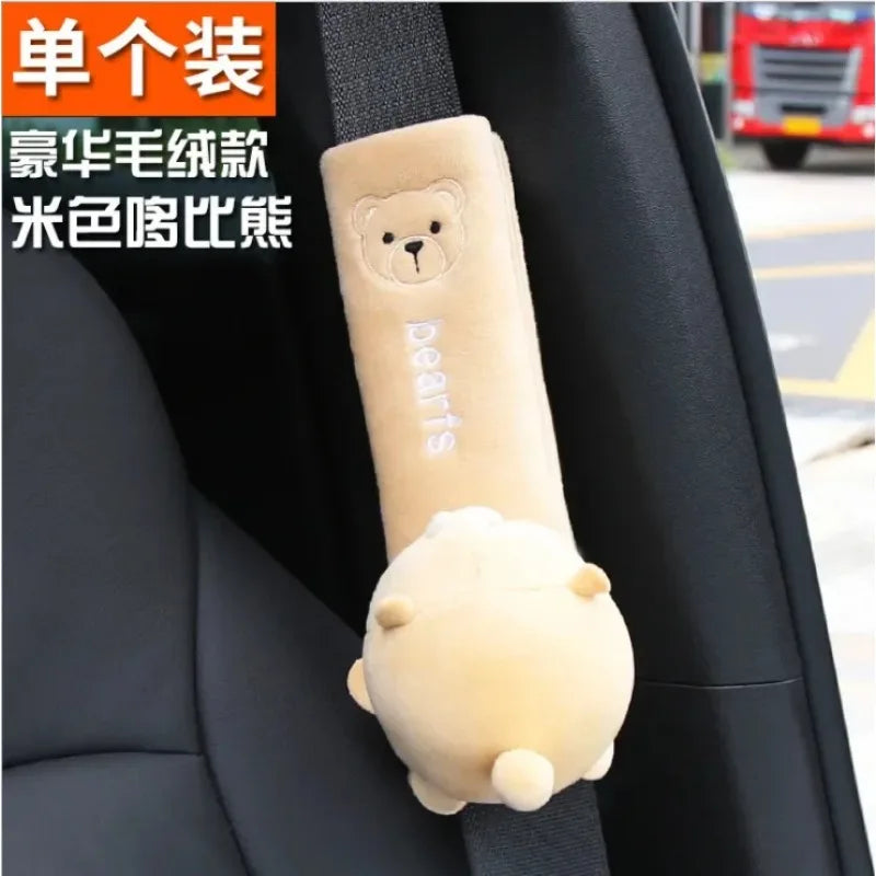 Cartoon Car Seat Belt Cover Universal Auto Seat Belt Shoulder Pad Cushion Protector Safety Protection Warm Flannel Interior Seat