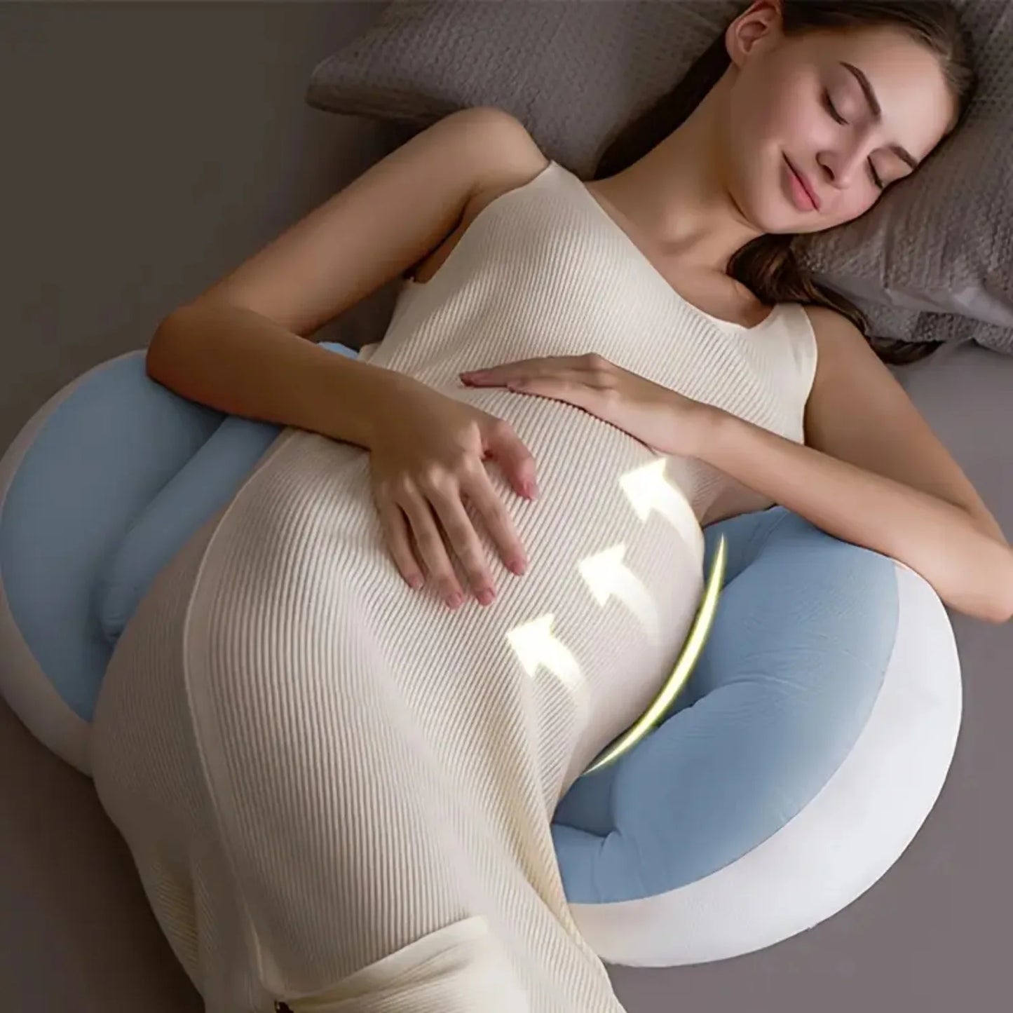 Oreiller de grossesse ergonomique pour dormeurs latéraux Coussin de soutien de grossesse Protection de la taille Soulage la pression abdominale et dorsale