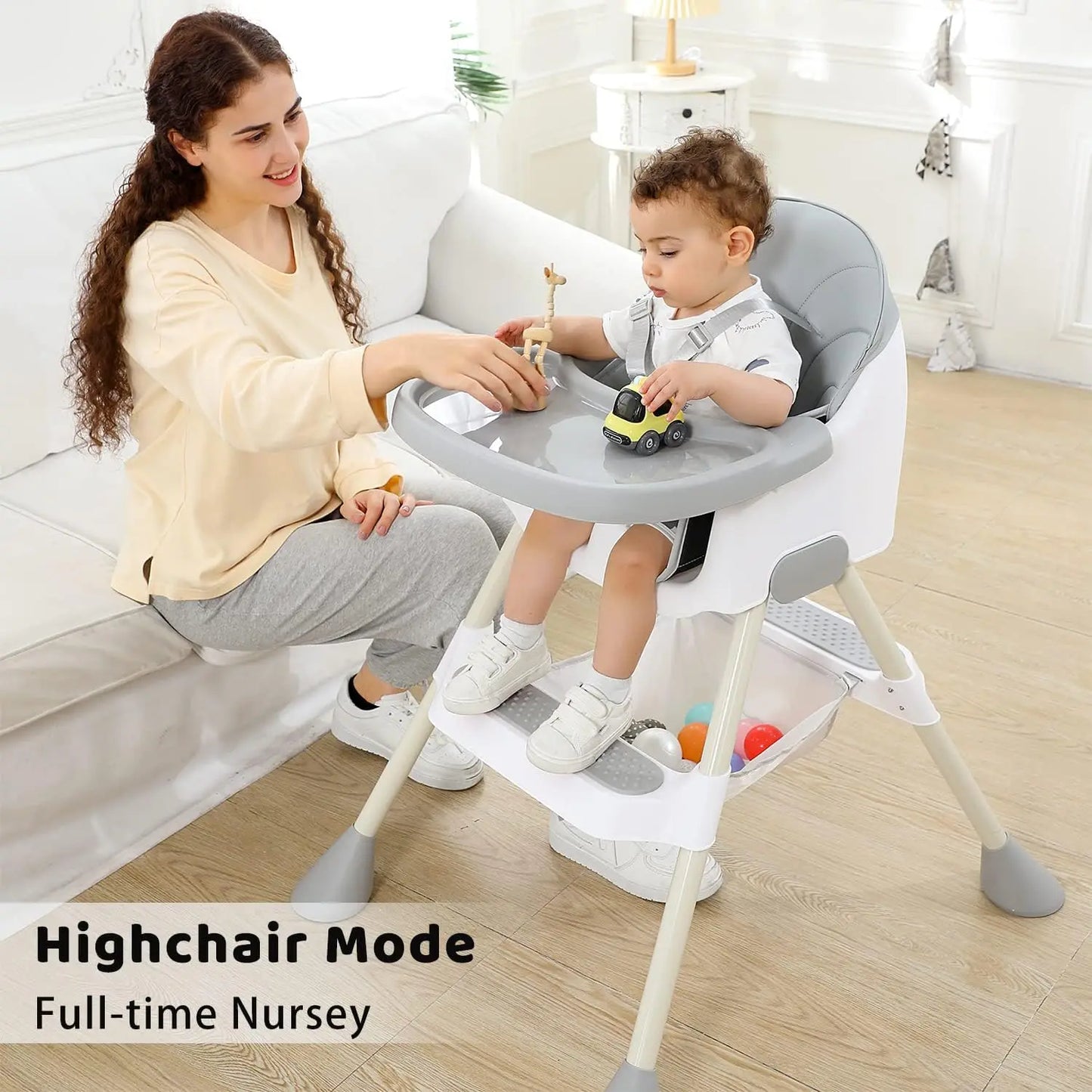 UBRAVOO Baby High Chair 6 Months Plus, 2-in-1 with Footrest, Detachable Double Tray, Easy to Clean Feeding