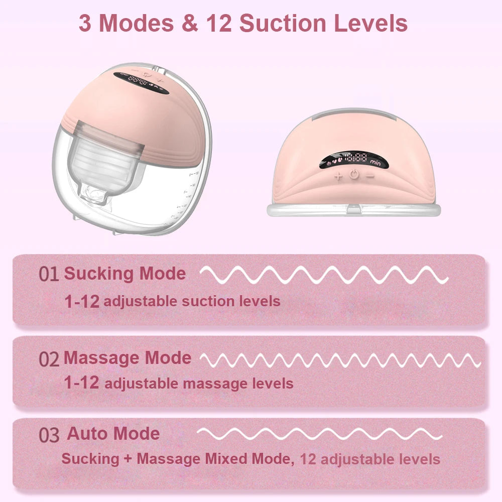 Tire-lait portable, écran intelligent, conception anti-fuite, mains libres, double, électrique, portable, avec 3 modes, 12 niveaux, avec bride de 24 mm
