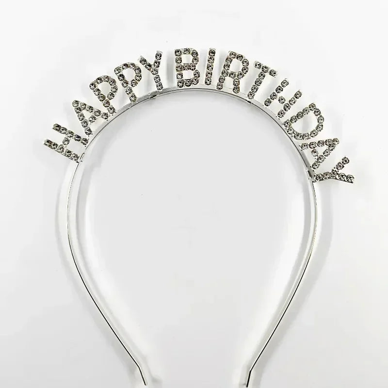 Happy Birthday Crystal Rhinestone Crown Hair Bands for Kids Girl Hoop Headband Wedding Prom Tiaras Hair Jewelry Accessories