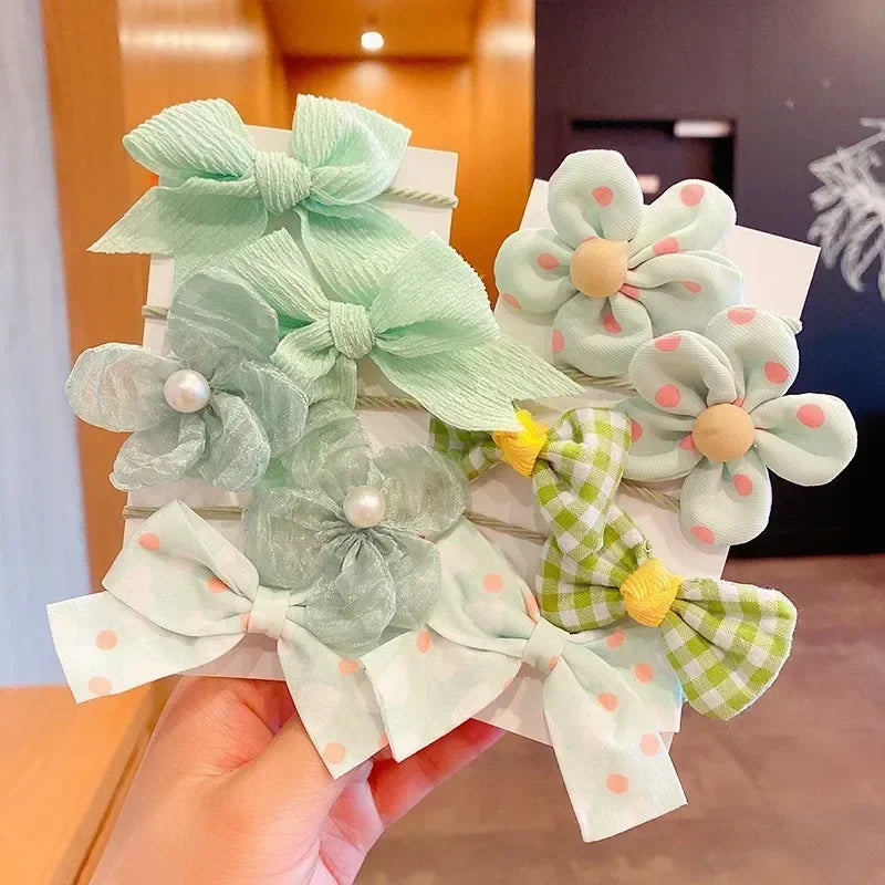 10Pcs/Set New Baby Girl Cute Colors Flower Hair Bands Ponytail Holder Chilren Soft Scrunchies Rubber Kid Hair Accessories