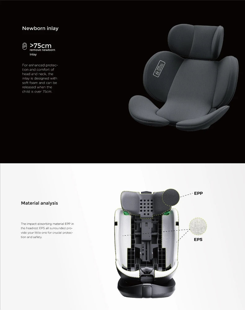 Child Seat 360° Baby Car Seat Rotatable ISOFIX ,E8,R129/Group0+1/2/3,0-36 kg/0-12 Years, 5-Point Safety Belt, Child Car Seat