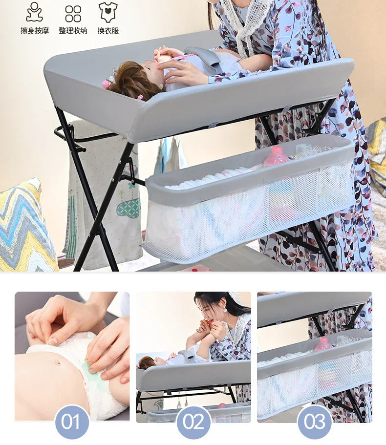 Multi-functional Baby Care Table, Newborn Baby Touch Table, Baby Diaper Changing Portable, Foldable Washable Bath Stand