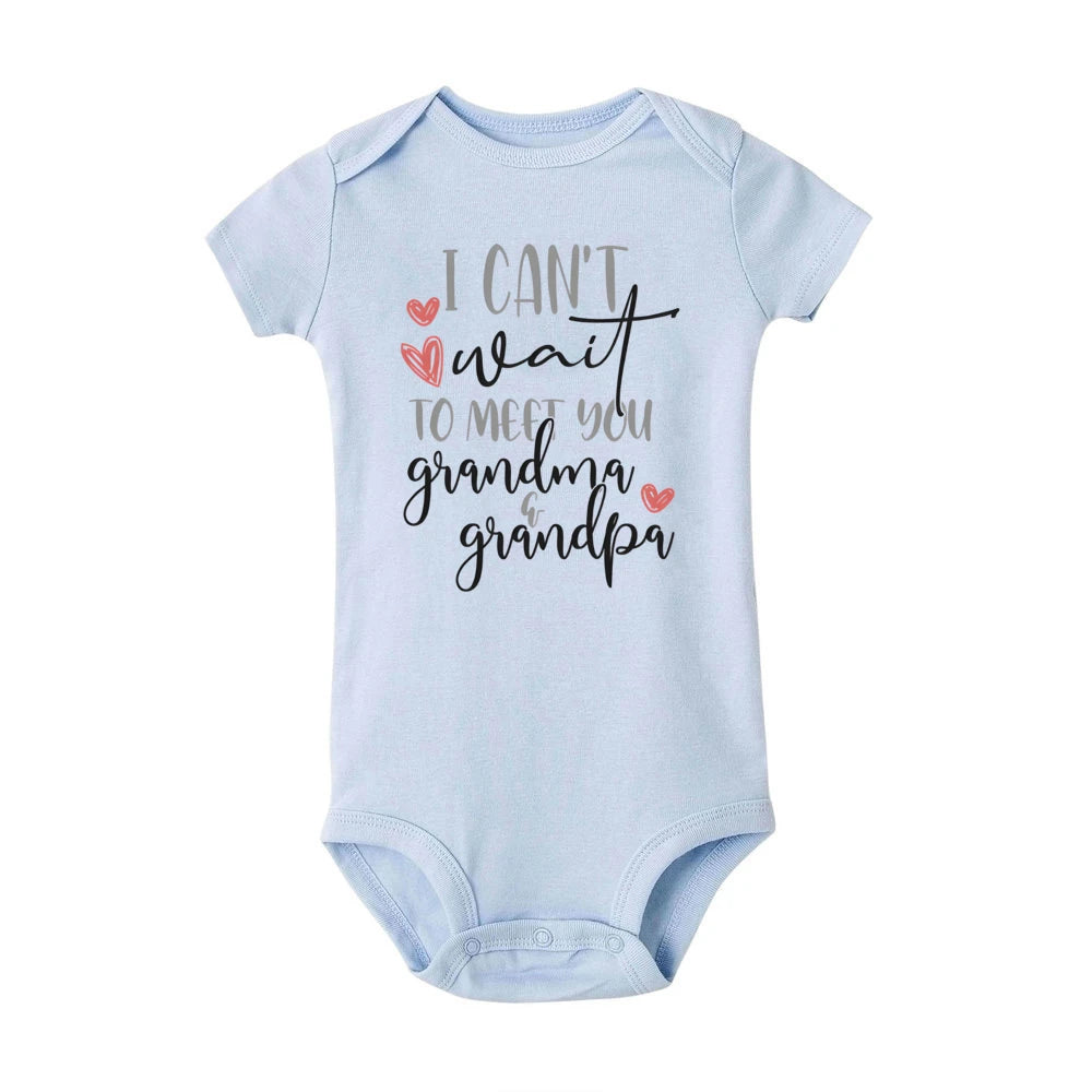 J'ai hâte de vous rencontrer grand-mère et grand-père, body pour bébé, annonce de grossesse, barboteuse, vêtements de révélation de bébé pour grands-parents
