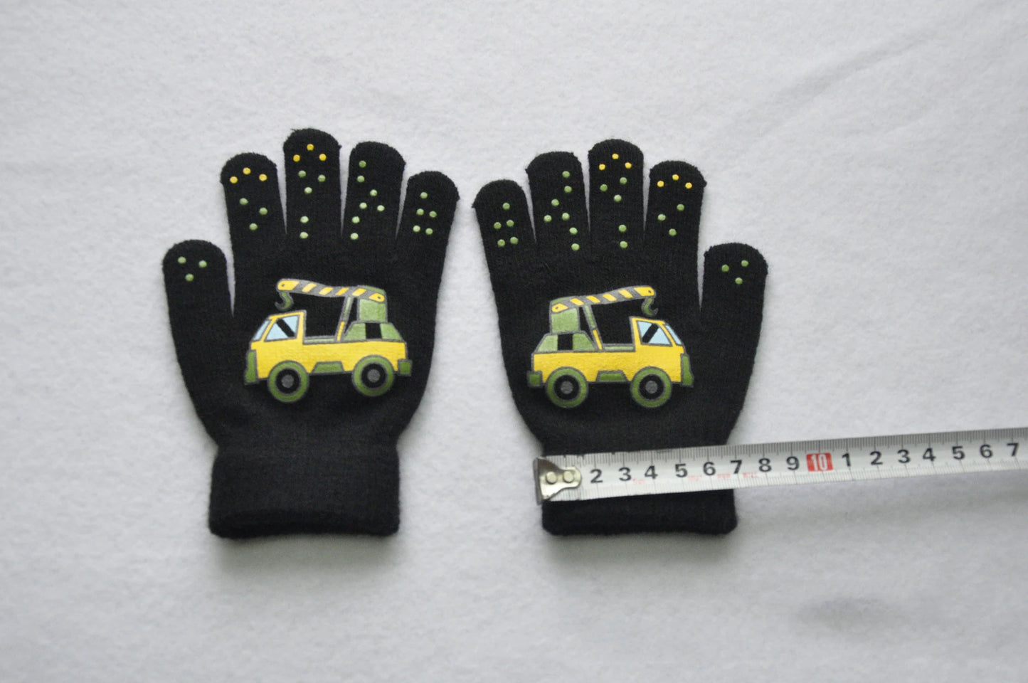 5-11Y Children Cartoon Vehicle Plush Warm Gloves For Boys Girls Student Winter Knitted Mittens Outdoor Cycling Skiing Gloves New