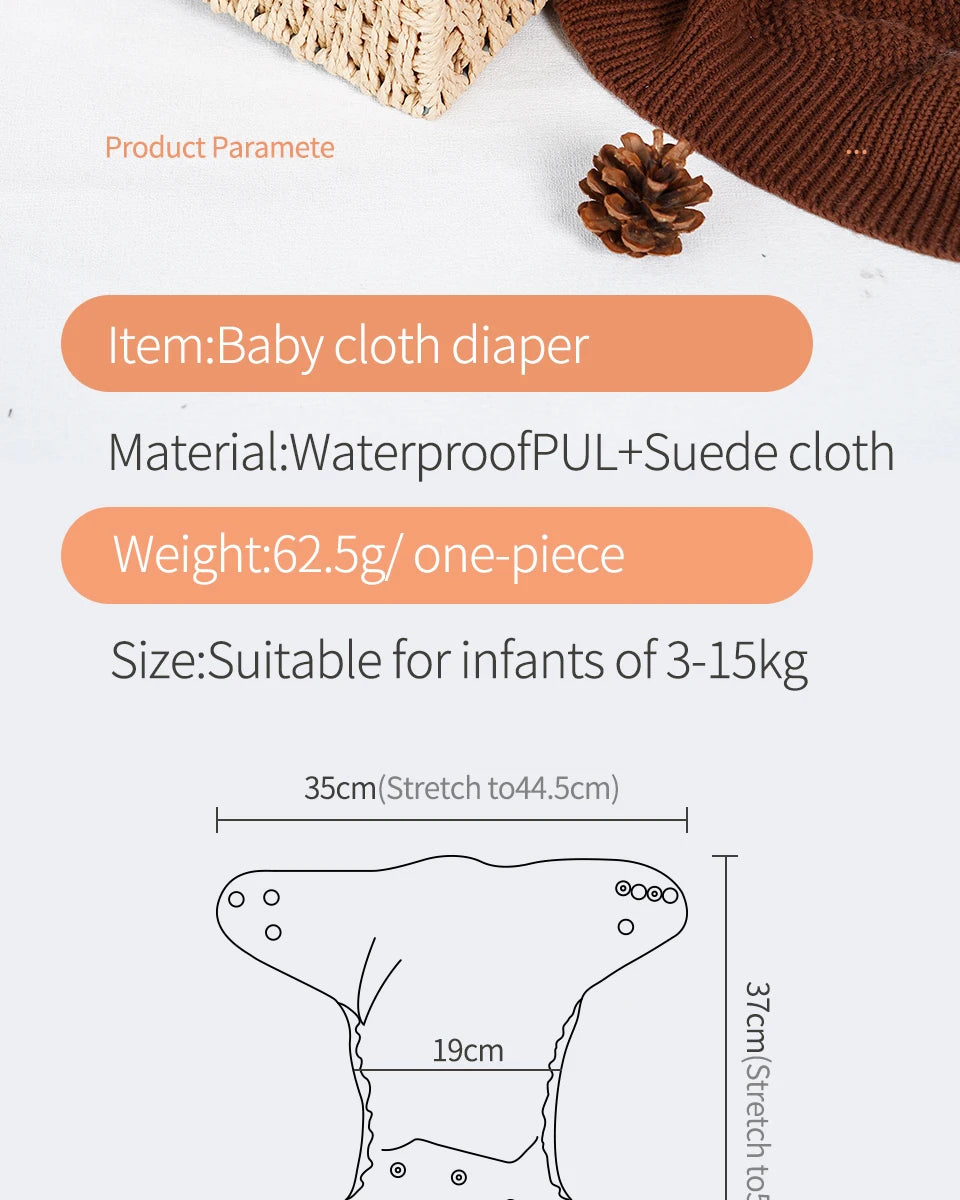 Happyflute 3-15KG 3Pcs Set Pocket Diaper Suede Cloth Inner Washable&Reusable Absorbent Ecological Adjustable Baby Nappy Cover