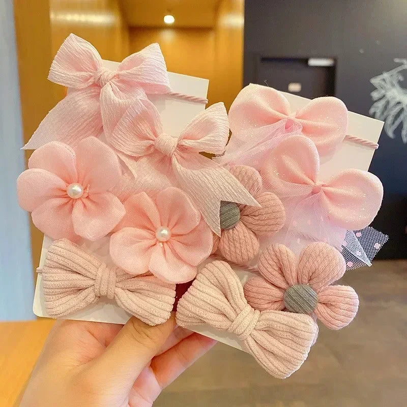 10Pcs/Set New Baby Girl Cute Colors Flower Hair Bands Ponytail Holder Chilren Soft Scrunchies Rubber Kid Hair Accessories