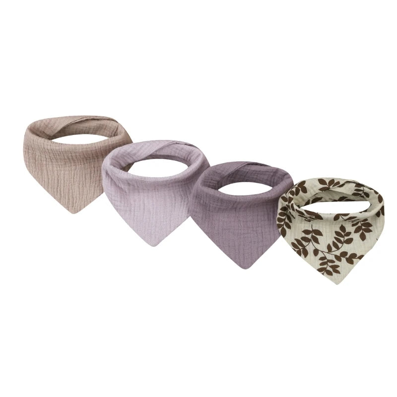 4Pcs/pack Infant Drooling Bib Print Burp Cloths for Baby Cotton Saliva Towel G99C