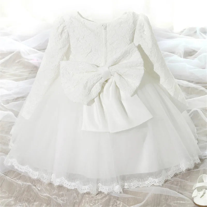 Robes de princesse à manches longues pour nouveau-né, tenue de fête, de mariage, de baptême, de fête ...