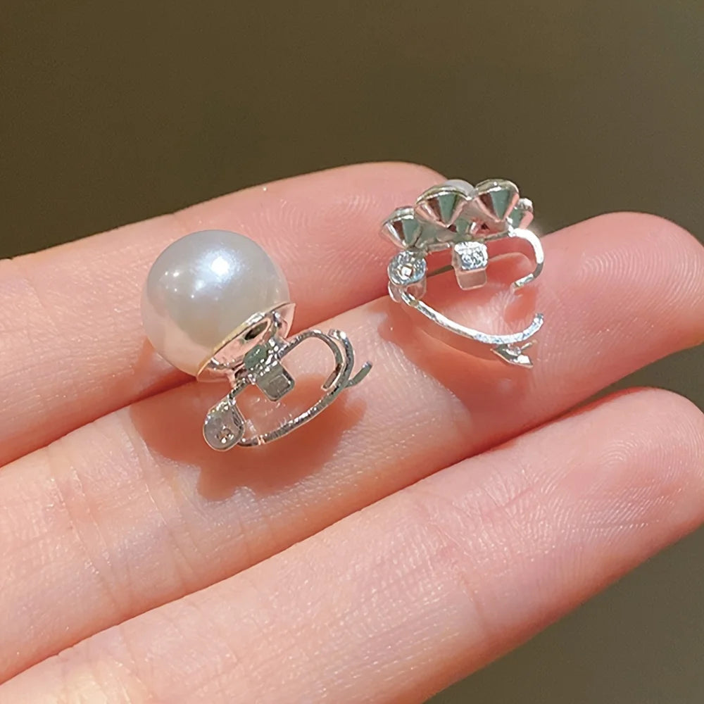 10 Pieces Girls Cute Self-colored Artificial Pearl Flower Hair Clips