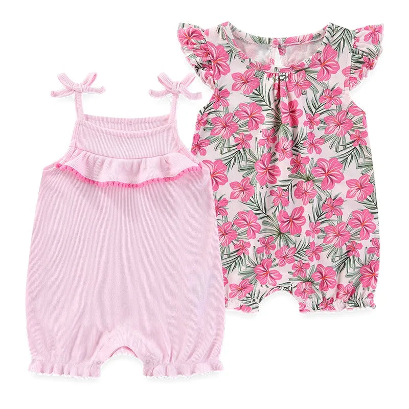 2 pièces été mignon bébé garçon fille combinaisons tissu confortable 0-9 mois nouveau-né barboteuse sans manches vêtements pour bébé