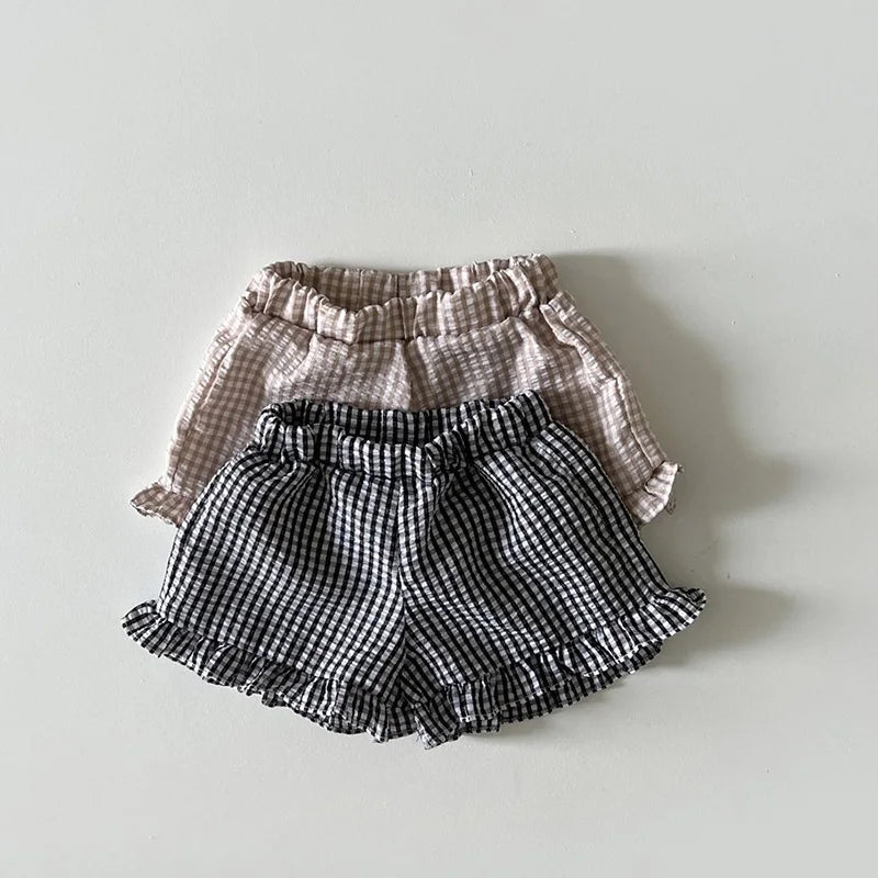 Milancel 2024 Ensemble de vêtements d'été pour bébé, t-shirt à carreaux et short pour tout-petit, 2 pièces, vêtements d'extérieur pour filles