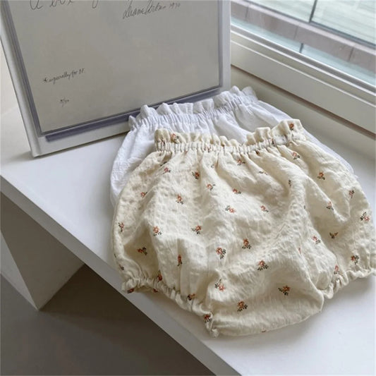 Été coréen bambin filles bloomers floraux coton lin shorts nouveau-né bébé garçons filles pantalons courts PP pantalons couvre-couches