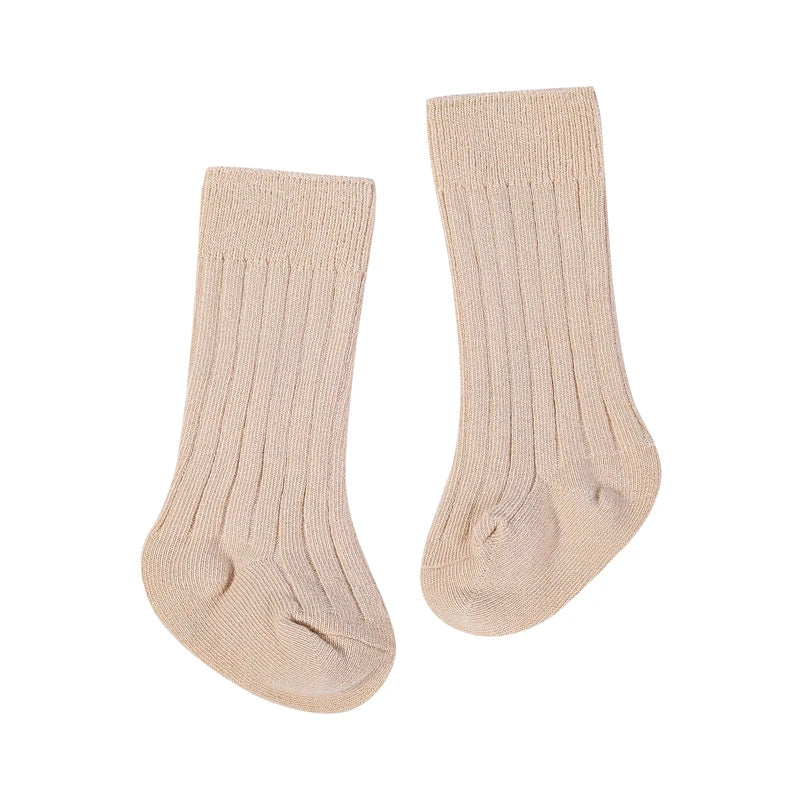 Chaussettes tendance en coton pour nouveau-né, couleur bonbon unie, longues, pour enfants, filles et garçons
