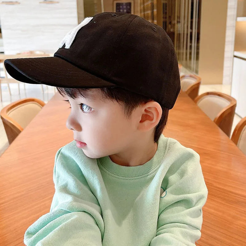 A-Letter Kids Baseball Caps Solid Color Children 2-5Year Boys Girls Baby Duck Tongue Cap Cotton Outdoor Sports Sunscreen Visors
