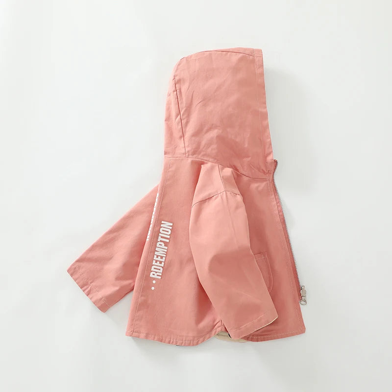 Veste bébé bébé fille coupe-vent printemps et automne nouvelle veste à capuche double face à pois pour enfants veste bébé garçon