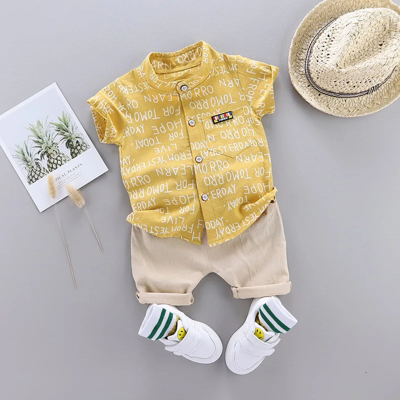 Ensemble de vêtements décontractés pour bébé garçon, haut et short, 2 pièces, été 2024