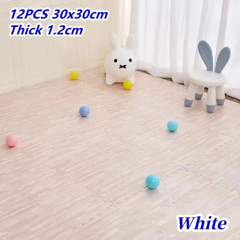 Puzzle Mat 12PCS 30x30cm Foam Play Mats Rug Baby Game Mat Baby Activity Gym Puzzle Mat Wood Grain Floor Mat Kids Carpet Play Mat