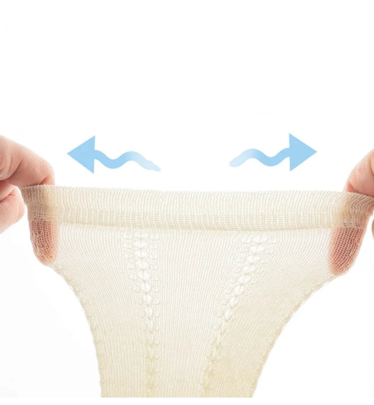 Lot de 5 paires de chaussettes longues ajourées pour bébé, en maille respirante, en coton, princesse, sans os, montantes, fines, pour nouveau-né, de 0 à 2 ans