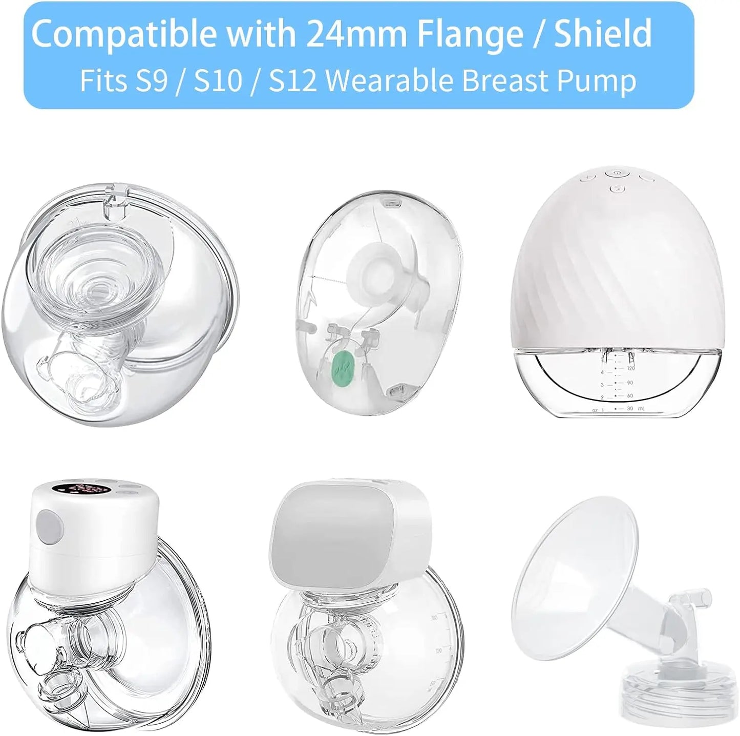 Inserts de bride pour tire-lait portable 10 pièces 13/15/17/19/21 mm, compatibles avec S9/S10/S12, etc. 24 mm, insert de bride pour tire-lait