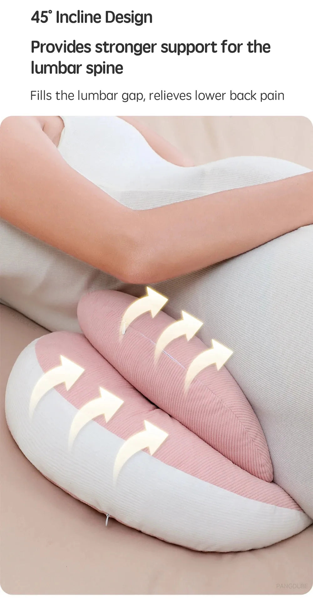 Oreiller de grossesse PANGDUBE avec 1 pièce gratuite Un oreiller auxiliaire Oreiller de soutien de la taille en coton pour les femmes enceintes Oreiller de corps endormi