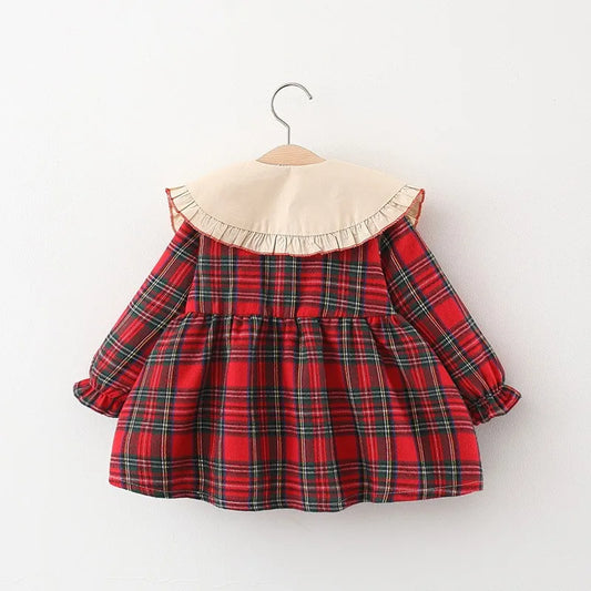 Printemps automne nouveau-né bébé fille vêtements robe à carreaux à manches longues pour bébé filles vêtements 1er bébé anniversaire robes de princesse robe