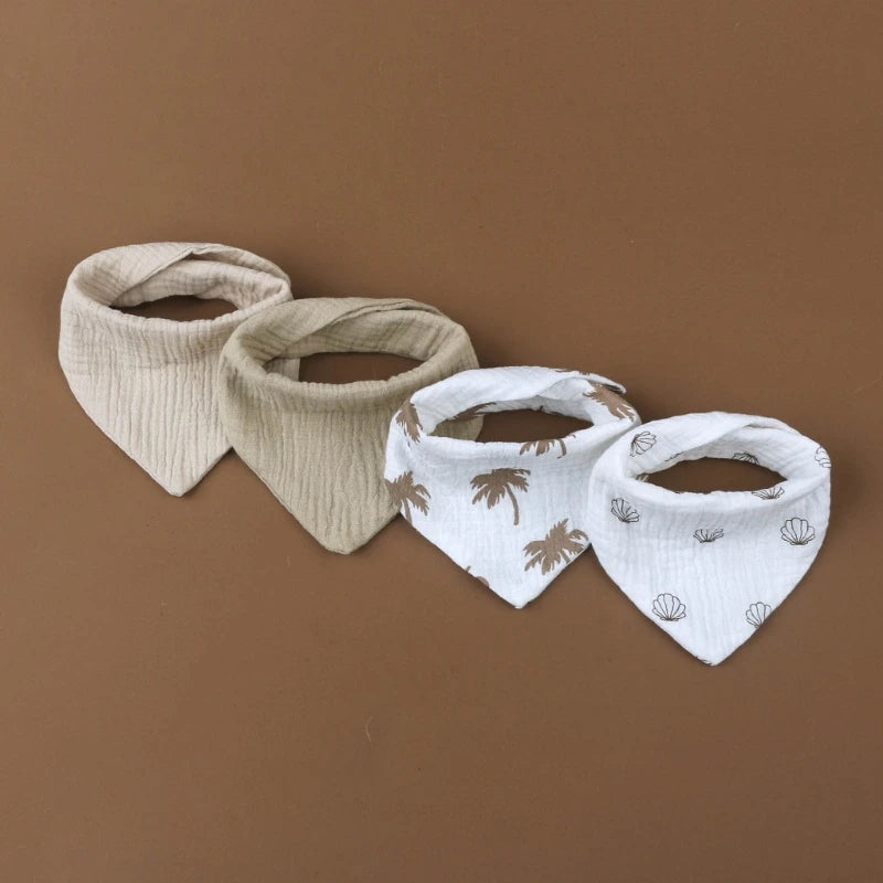 4Pcs/pack Infant Drooling Bib Print Burp Cloths for Baby Cotton Saliva Towel G99C
