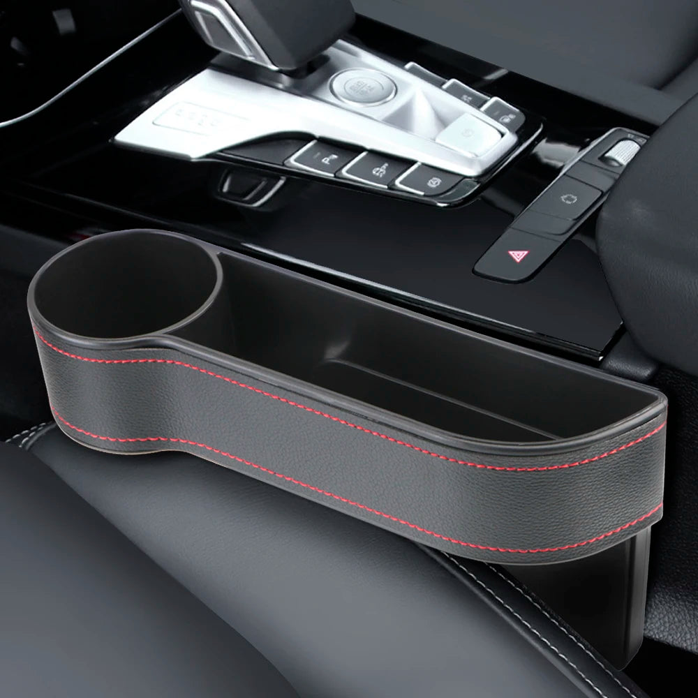 Car Organizer Seat Gap Slit Box With Charging Hole Leather Car Seat Gap Storage Box