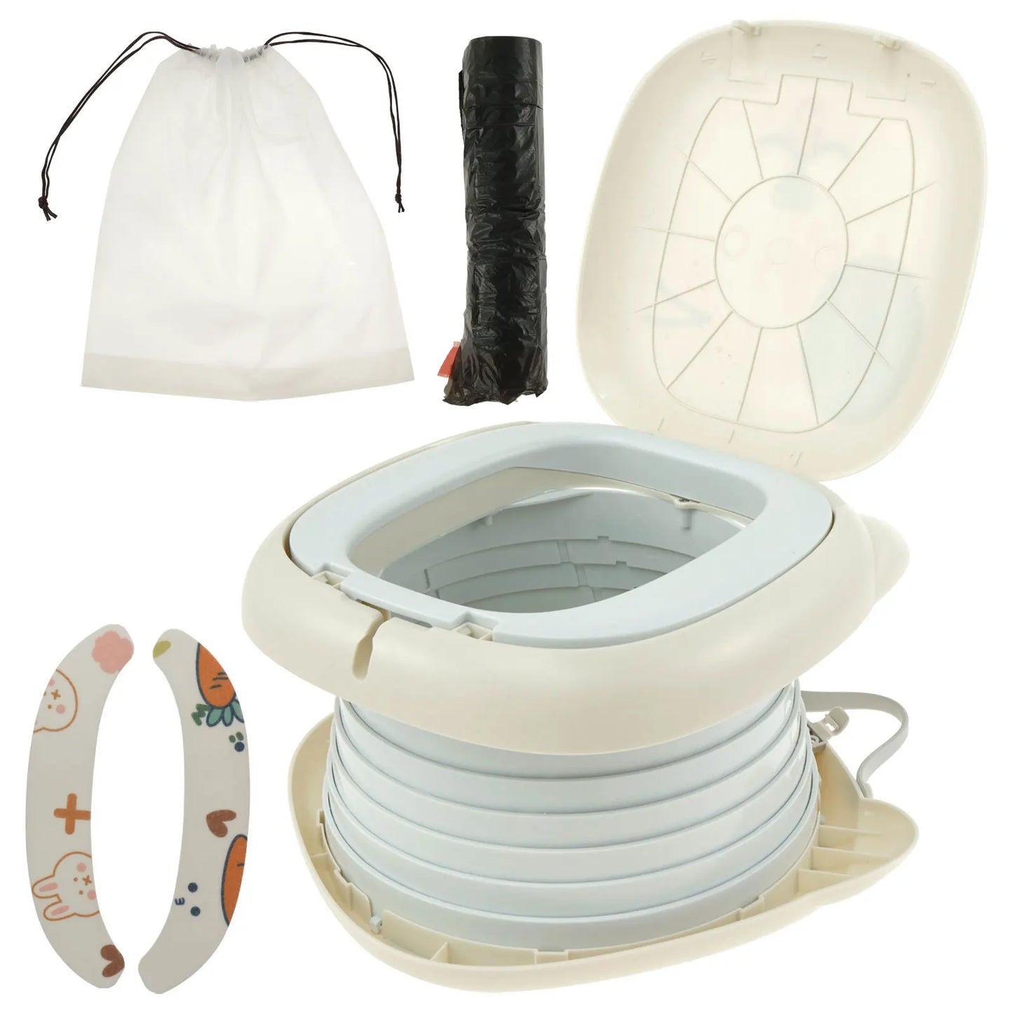Travel Potty for Kids Toddler ABS Plastic Portable Potty with Stable Anti-slip Bottom Sturdy Curve Design Foldable Potty with