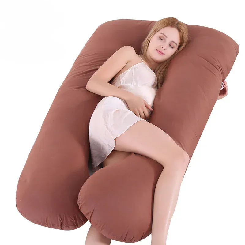 Coussin de grossesse en forme de U, coussin de soutien lombaire en pur coton, coussin de dossier pour femmes enceintes, oreiller multifonction pour tout le corps