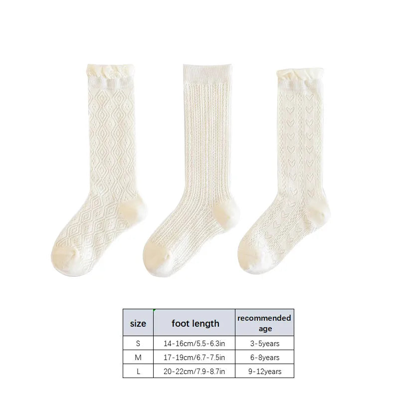Lot de 3 paires de bas princesse blancs à volants en dentelle pour fille, chaussettes d'été en maille fine et respirante pour enfants de 3 à 12 ans
